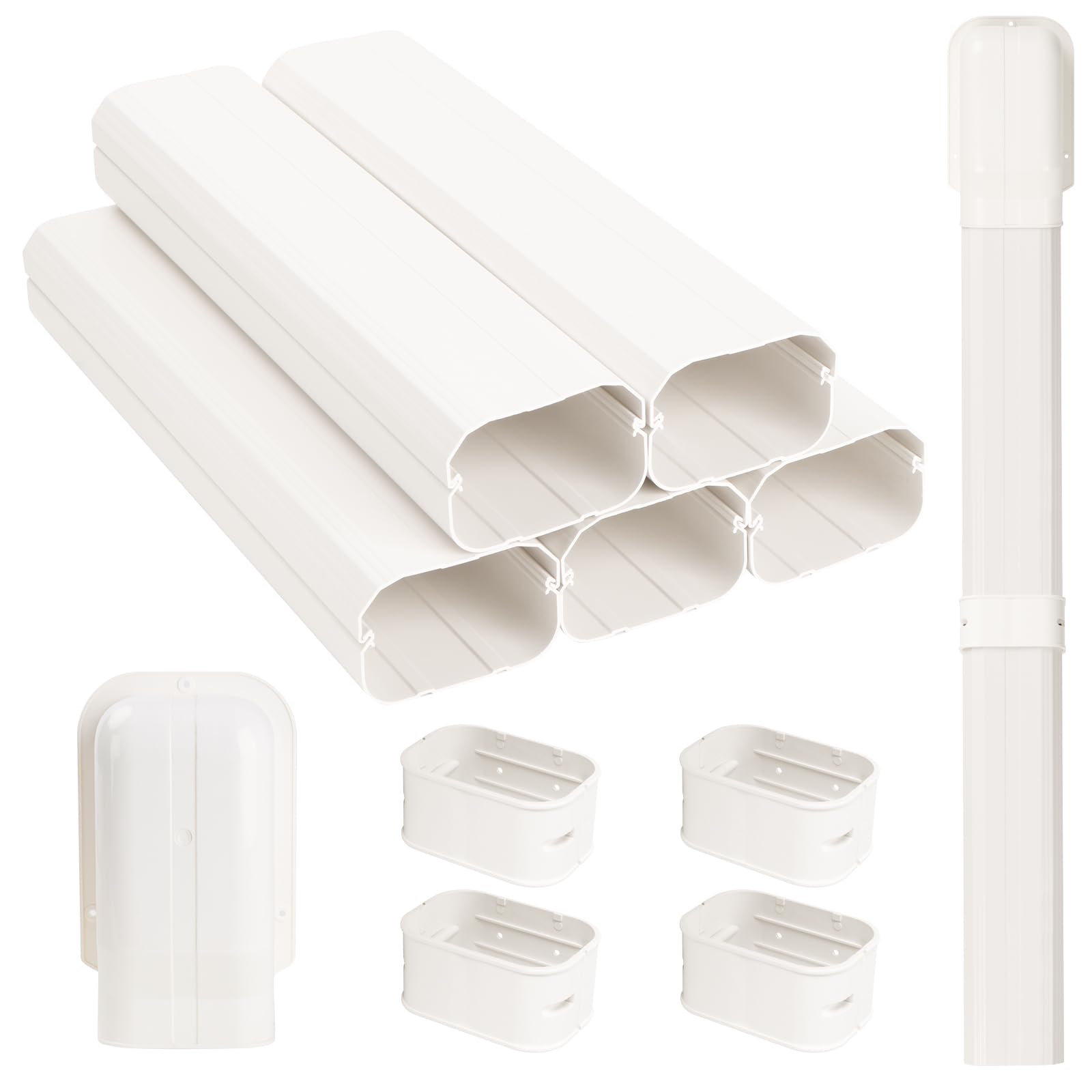 Photo 1 of KLOLKUTTA Mini Split Line Set Cover, 4” 7.5 Ft PVC Line Set Cover Kits for Outside Ductless Mini Air Conditioners and Heat Pumps with Flexible Duct