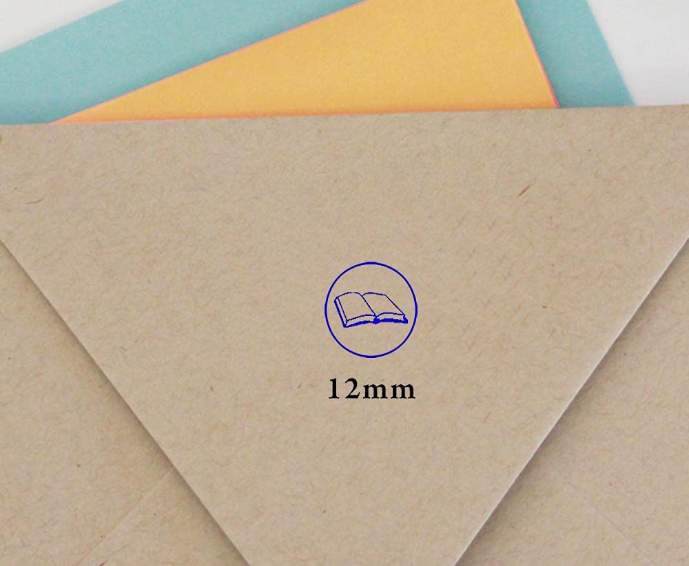 Book Design Self Inking Mini Rubber Stamp Colop Round Decorative Teachers Stamps 12mm