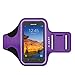 J&D Armband Compatible for iPhone 13/13 Pro/Galaxy S21/S20+/S20 Plus/Note 10/S8 Active/S7 Active/S7 Edge, Sports Armband with Key Holder Slot, Perfect Earphone Connection While Workout Running, Purple