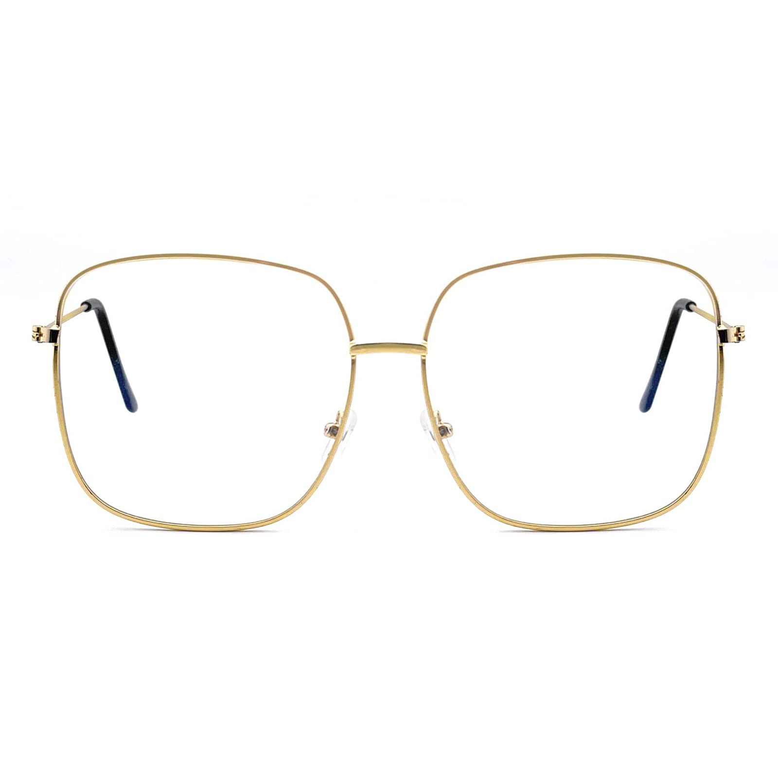 KAEOISFU Oversized Metal Frame Reading Glasses for Men&Women,Blue Light Blocking Square Computer Reader, Filter UV Eyeglasses with Box