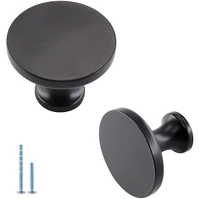 Buy Homdiy Black Cabinet Knob Kitchen Black Knobs Matte Black Cabinet Knob Solid Drawer Knobs Modern Cabinet Hardware For Cupboard Drawer Singele Hole Pack Of 10 Online In Indonesia B086bvt29y