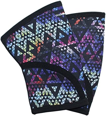 WodBottom Knee Sleeves for Women - Compression &amp; Support. Perfect for Active Ladies, Powerlifting, Weightlifting, Athletes, Squats, Functional Fitness, Wods- 7mm thickness- (1 Pair) (Small, Cosmic)