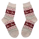 Vienna Women's Cute Christmas Snowflake Deer Design Wool Socks