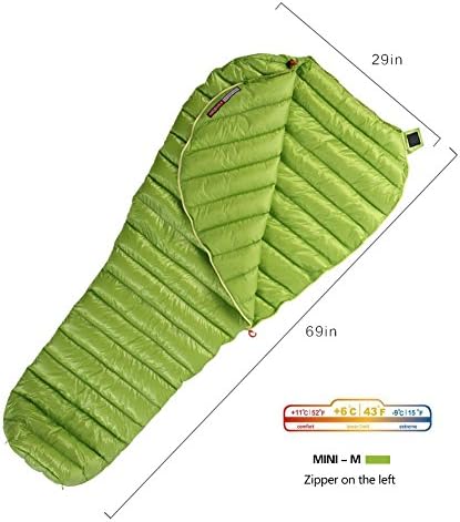 Goose Down Sleeping Bag Ultralight Mummy Bag with Lightweight Compression Sack 800 Fill Power 11 Degree 52F by WIND HARD