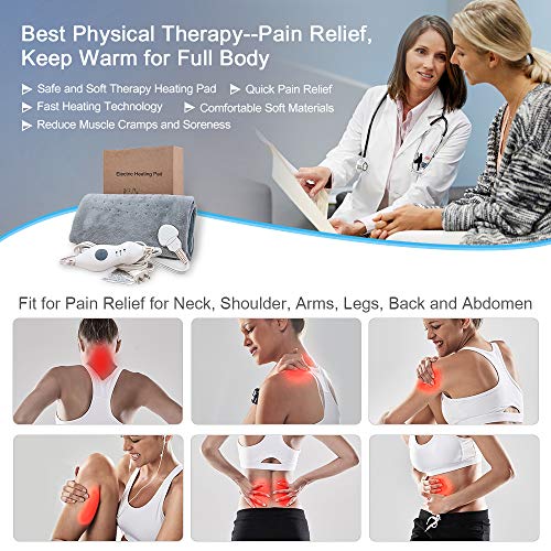 Bozily Heating Pad, Electric Heating Pads for Back Pain, FDA/UL Pain Relief Heat Pad for Cramps Neck and Shoulders, 3 Heat Settings 2 Hours Auto-Off,Dry/Moist Mode for Muscle Soreness,Machine Washable - Thumbnail 4