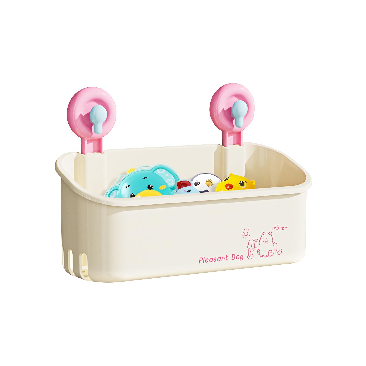 Photo 1 of CBJHPZ Bath Toy Storage - Wall Mounted Bath Toy Holder with Suction Cup, Quick Drain Large Capacity Bathtub Toy Storage for Bathroom (Pink)