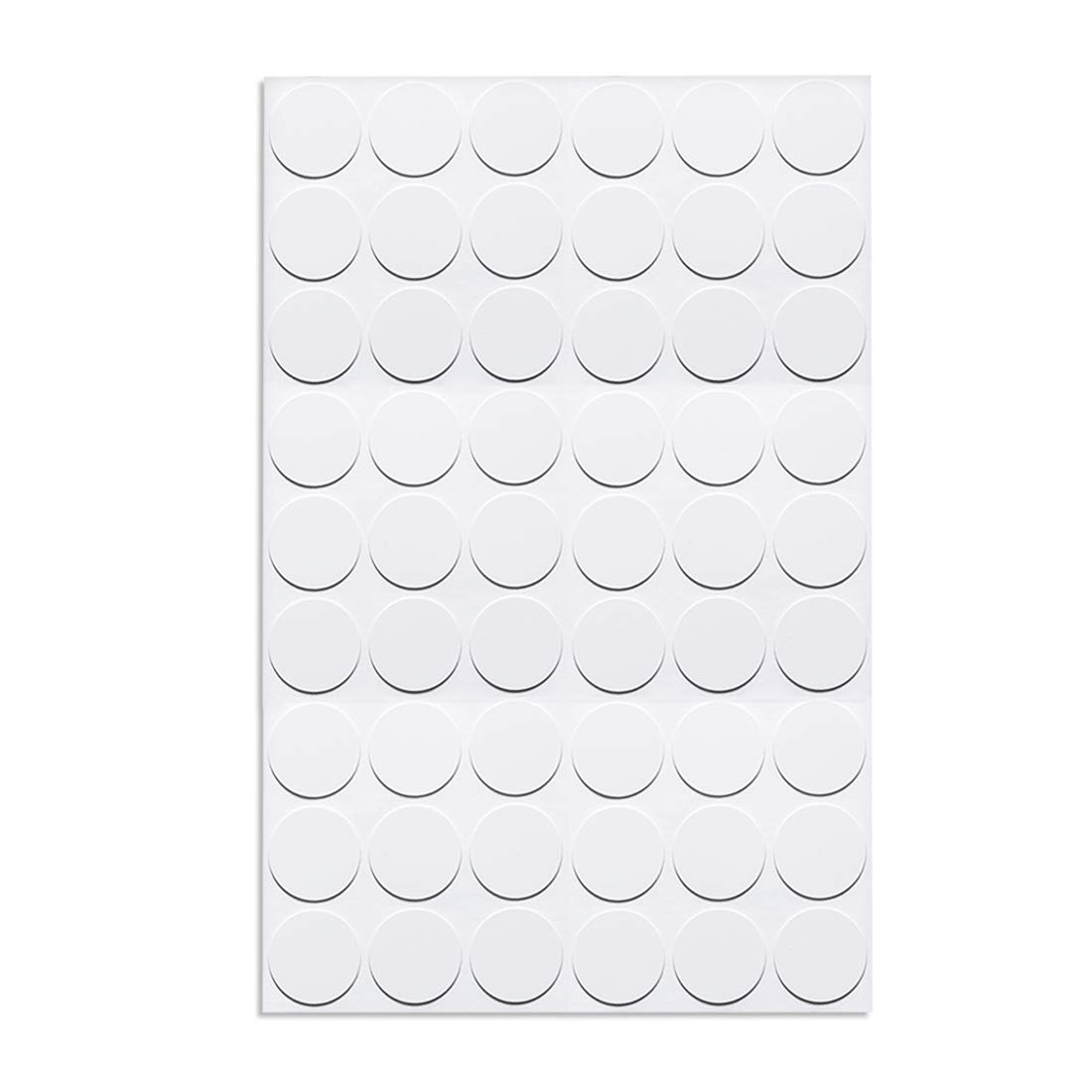 sourcing map 1 Sheet/54Pcs Screw Hole Cover Stickers, 21mm Dia PVC Self Adhesive Covers Caps Dustproof for Wood Furniture Cabinet Shelf Wardrobe, White