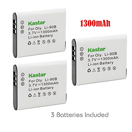 Kastar Battery (3-Pack) for Olympus LI-90B, LI-92B, UC-90 work with Olympus SH-1, SH-50 iHS, SH-60, SP-100, SP-100EE, Tough TG-1 iHS, Tough TG-2 iHS, Tough TG-3, XZ-2 iHS Cameras