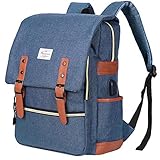 Modoker Vintage Laptop Backpack Travel Bookbag for Women Men,School College Backpack with USB Charging Port Fashion Backpack Purse Fits 15 inch Notebook (Blue)