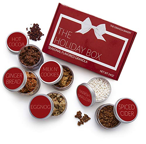 Granola Bakery's Premium Christmas Gift Baskets | Granola Christmas Food Gift Baskets | Gingerbread, Hot Cocoa, Eggnog, Spiced Cider, Milk N' Cookies, and Marshmallow | 2LB Holiday Nut Gift Box