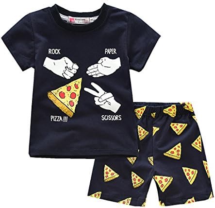 Baby Boys Shorts Clothes Organic 2 Pieces T Shirt Shorts Dinosaur / Puppy (5T, Black)