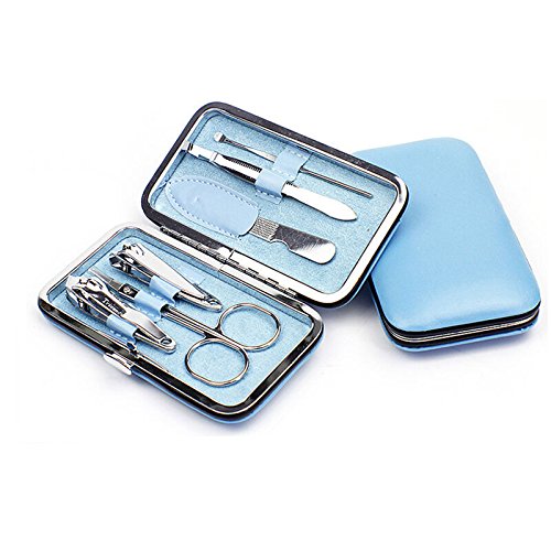Healthcom 6 in 1 Stainless Steel Professional Nail Clipper Tools Personal Fingernail & Toenali Clippers Manicure & Pedicure Set,Blue