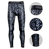 BeneU® Mens Camouflage Sports Running Basketball Compression Tight Leggings Pants(Style:Black Rock Size:L)