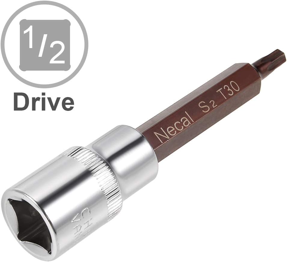sourcing map 1/2-Inch Drive T30 Torx Bit Socket S2 Steel 100mm Length 2 Pcs, T30 x 1/2" - Image 4
