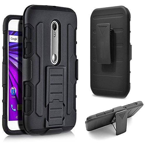 DROID Turbo 2 Case, Cimo [Armor Guard] Heavy Duty Shock Absorbing Dual Layer Protection Cover w Kickstand & Belt Swivel Clip for Motorola Verizon DROID Turbo 2 / Moto X Force (2015) - Black