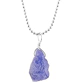 ZEMBIENCE Natural Gemstones Pendant Necklace, Rough Stones, Silver Plated, Chakra Healing Crystals, Handmade, Wedding, Birthday, Minimalist, Jewelry for Women