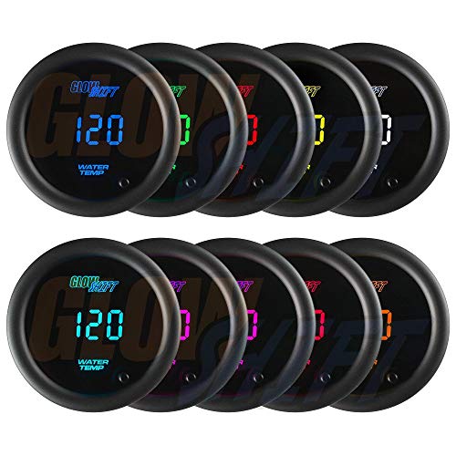 GlowShift 10 Color Digital 300 F Water Coolant Temperature Gauge Kit