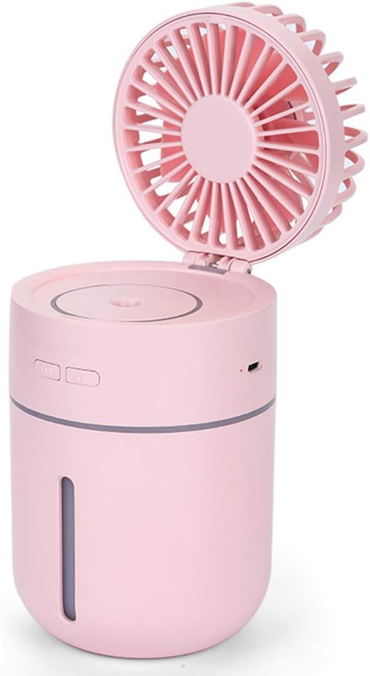 Handheld Misting Fan, Wireless Cool Mist Humidifiers with Fan, Rechargeable Battery Powered, 400ml Air Diffuser with Night Light for Summer Indoor Home Bedroom Babies Desktop