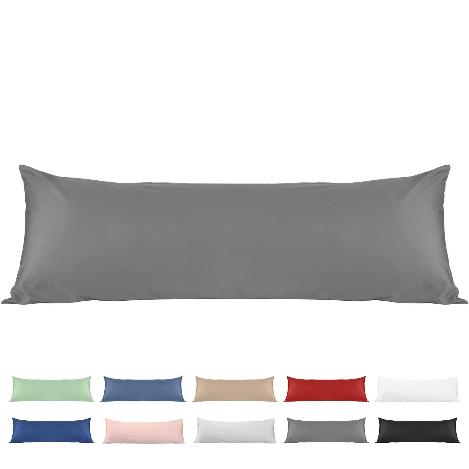 Photo 1 of 100% Cotton Body Pillow Case, Deep Dream 20x54 Body Long Pillow Pillowcases Sateen Weave, 600 Thread Count Hotel Luxury Soft and Breathable Envelope Closure Pillow Covers, Dark Grey
