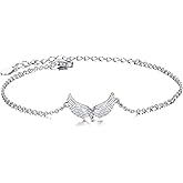 YFN Angel Wings Anklet Sterling Silver Guardian Angel Wings Heart Ankle Bracelets for Women Jewelry Gifts