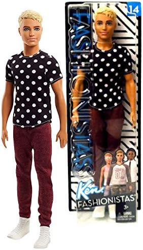 Barbie Year 2017 Fashionistas Series 12 Inch Doll #14 - Muscular Caucasian KEN FJF72 in Black and White Polka Dots Shirt and Maroon Pants