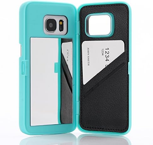 Galaxy S7 Case,Wetben Hidden Back Mirror Wallet Case with Stand Feature and Card Holder for Samsung Galaxy S7 G930 (Teal)