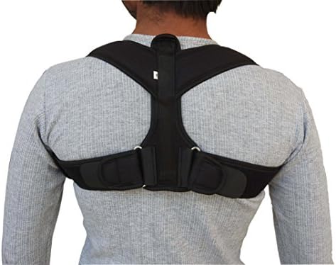 Orthoplast Black Upper Back Posture Corrector Brace and Clavicle Support for Fractures, Sprains, and Shoulders - M