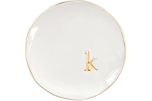 COLLECTIVE HOME - Ceramic Jewelry Tray, Decorative Trinket Dish for Rings Earrings Necklaces Bracelet Watch Keys, Birthday Mother's Day Christmas Gift for Women, 4.75", Glossy (k)