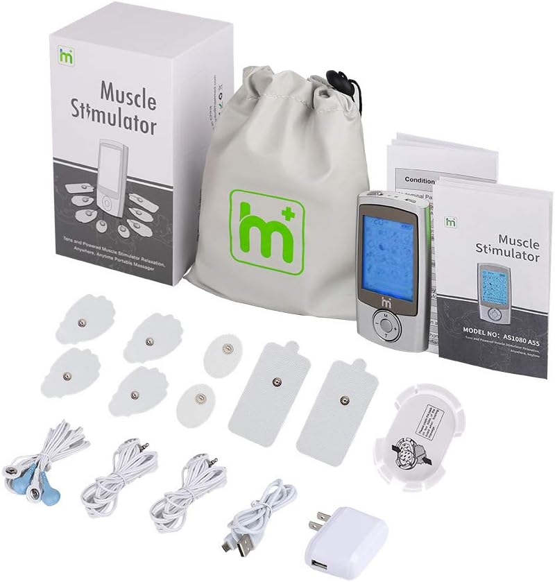 HaelMed Dual Channel Electric TENS Unit Muscle Stimulator, Gen Pain Relief 16 Modes Rechargeable TENS Machine with 4pcs Premium Electrode Pads for Pain Relief & 2 Electrode Wires with 2 leads: Health & Personal Care