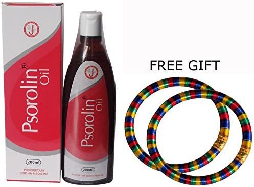 PSOROLIN OIL - Ayurvedic Oil for Psoriasis Scalp & Body Dry Skin Itch and Flaking (200ml) With FREE GIFT (Pair of Multicolor Bangles) and FREE SHIPPING