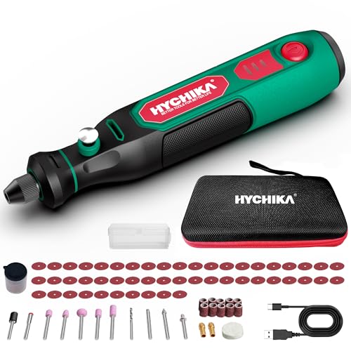 HYCHIKA 3,6V Akku Multifunktionswerkzeug Kit - 77-teiliges Zubehör für Bohren, Schleifen, Polieren, Gravieren，Mini Rotationswerkzeug mit regelbarer Geschwindigkeit und USB-C-Ladung.