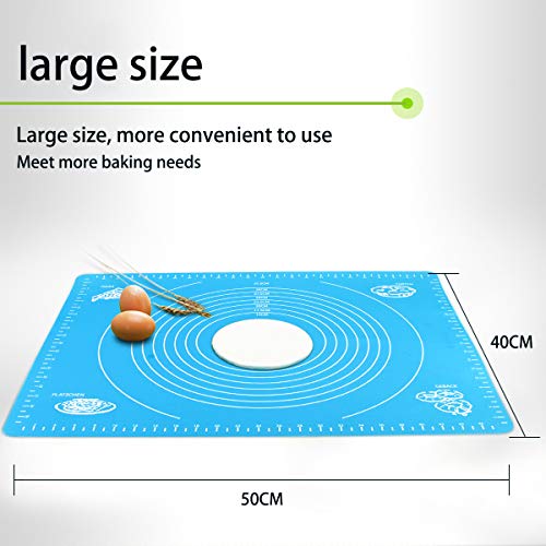 Silicone Rolling Mat with Measurements, Amytalk 15.7''x19.6'' Food Grade Non-stick Non-slip Reusable Pastry Mat Liner Heat Resistance Table Placemat Pad Pastry Board For Housewife(Silicone Baking Mat)