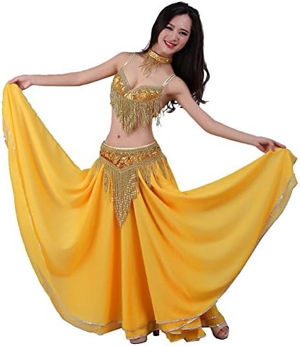 women belly dance bra skirt waistband neck wear handmade sequins tassel modern india professional performance costume practice set