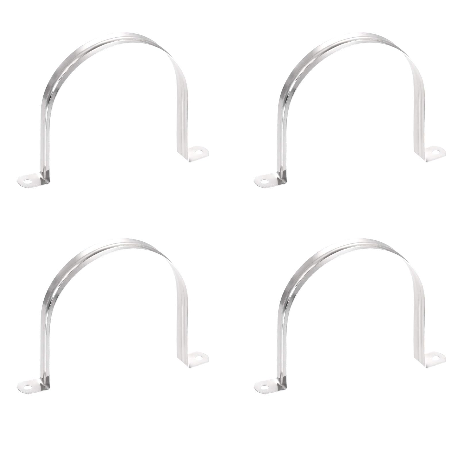 TOP-VIGOR 4Pcs Rigid Pipe Strap Fit for 110mm(4.3") OD, 2 Holes Tube Straps 201 Stainless Steel Tension Tube Clip Clamp for Fixing Tube Pipe Wire