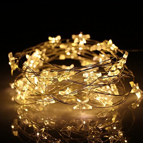 ZjRight Christmas Led String Lights 40 Leds Waterproof Decorative Battery Powered Fairy String Lights, Silver thread light for Bedroom,Wedding(20ft/6m Warm White)