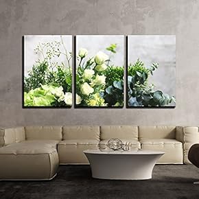 3 Piece Canvas Wall Art - Flowers - Modern Home Art Stretched and Framed Ready to Hang - 16"x24"x3 Panels