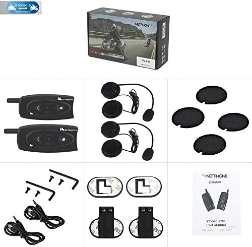 IKVRU Intercom,Football Referee Intercom Motorcycle Snowmobile Skiing Motorbike Full Duplex 500M Wireless BT Intercom Interphone Earpiece with Referees Headset(2pcs)
