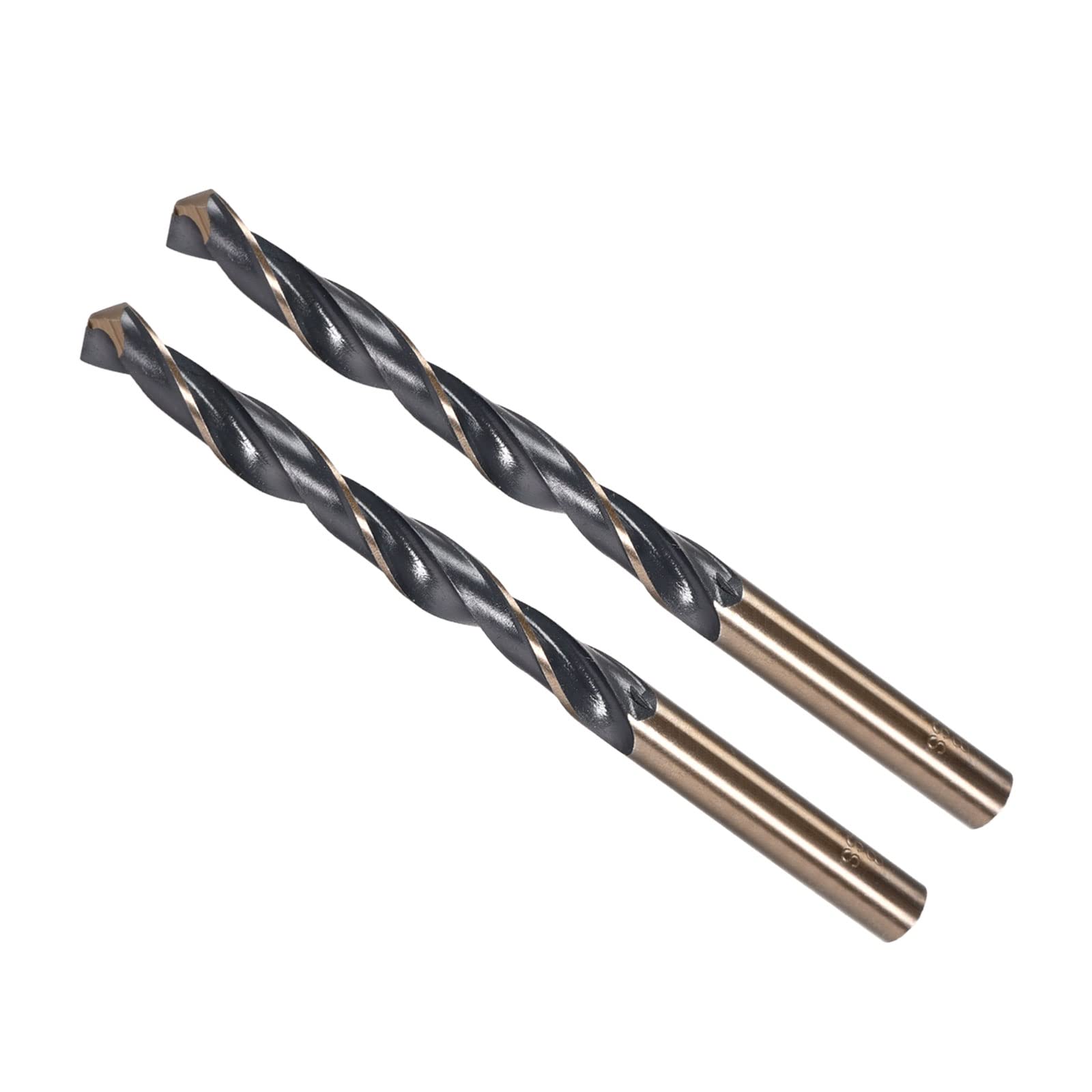 CoCud Twist Drill Bits, 8mm Cutting Edge, Titanium & Nitride Coated High Speed Steel 4341 Round Shank - (Applications: for Stainless Steel Drilling Machine), 2-Pieces — image 1