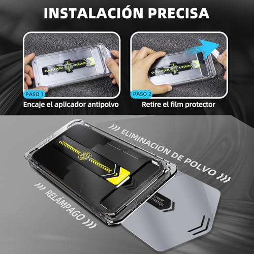 Película protectora de pantalla de vidrio 9h + de 3 piezas para iPhone, vidrio templado súper duro [resistente a la rotura de grado militar] con herramientas de instalación fáciles actualizadas (17pro max)