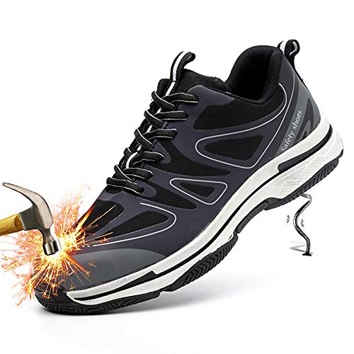 fashion steel toe work shoes industrial&construction shoes for man puncture proof safety shoes for women (man 11, 1822 grey)