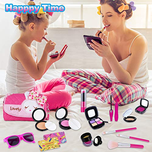 GINMIC Kids Makeup Kit Pretend Play Makeup Set Toys with Pink