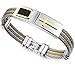 Sobly Jewelry 3-Tone Mens Stainless Steel Twisted Cable 24k Gold Plated Cross Bangle Bracelet