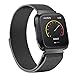 iGK For Fitbit Versa Bands, Stainless Steel Milanese Loop Metal Mesh Bracelet Sport Strap with Unique Magnet Lock Wristbands Replacement Band for Fitbit Versa Black Large