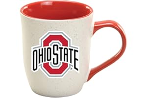RFSJ Ohio State Buckeyes Ceramic 16oz Granite Mug – Official Team Logo Coffee Cup with Colored Interior and Handle – Handwash Recommended – Individually Boxed