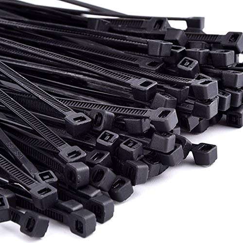 Gfortune 400pcs Black Nylon Self-Lock Heavy Duty Standard Cable Zip Ties 4'', 6'', 8'' 10'' Straps Wire Tie Kit Fasten Self Locking Multi-purpose for home and Industry