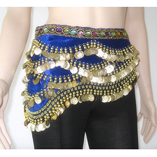 Belly Dance Hip Scarf, Multi-row Silver Coin Dance Skirt (2)
