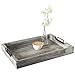 MyGift Torched Wood Large Serving Tray with Handles, 20 x 14 Ottoman Tray, Breakfast, Coffee Server Tray