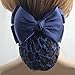 AKOAK 2 Pcs Black Bowknot Decor Snood Net Barrette Hair Clip Bun Cover