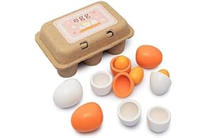 Sportsvoutdoors 6PCS Egg Kitchen Toys, Wooden Toy Food, Kids Play Food Cooking DIY Kitchen Pretend Play Food Set, Easter Eggs