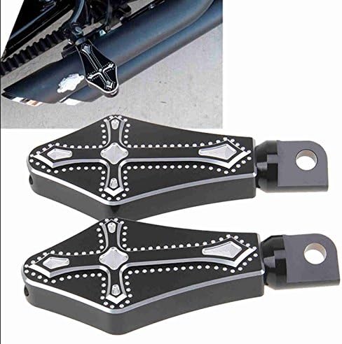 MAGGIE MOTO Edge Cut CNC Front &amp; Rear Foot Peg Foot Rests For Harley Davidson Sportster Touring Softail Road King (All Years) ( Cross)